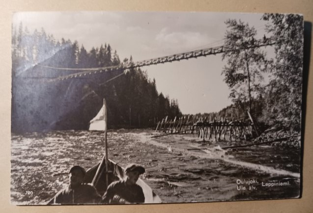 Oulujoki, Leppiniemi, riippusilta,lohipato SMY 720, ei p.