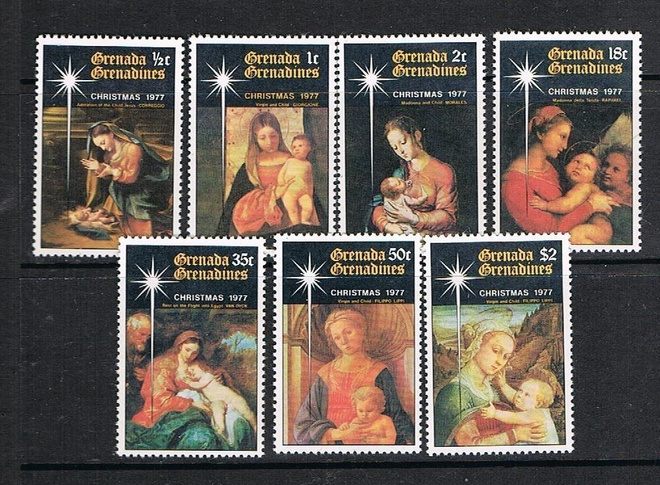 Grenada Grenadines 1977 - Joulu Christmas ++ sarja ja blokki