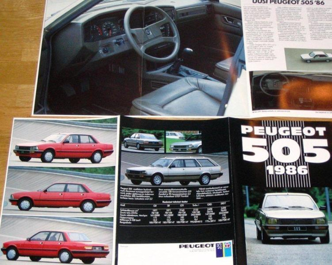 1986 Peugeot 505 esite - suomalainen -  KUIN UUSI