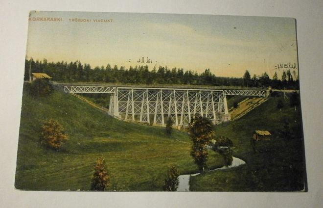Korkeakoski, Kyrösjoki, viadukti / silta, väripk, p. 1908