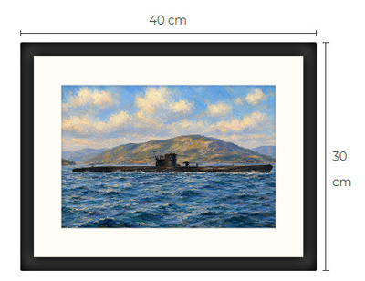 Uusi Sukellusvene WWII art print kehystetty 30 cm x 40 cm