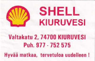 KIURUVESI. SHELL, Tulitikkuetiketti.  e178