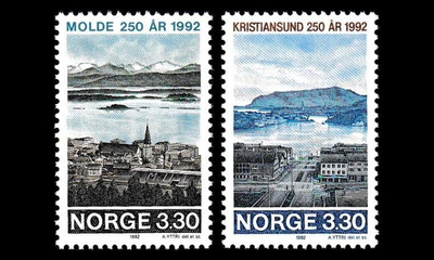 Norja 1098-9 ** Molde ja Kristiansund 250v (1992)