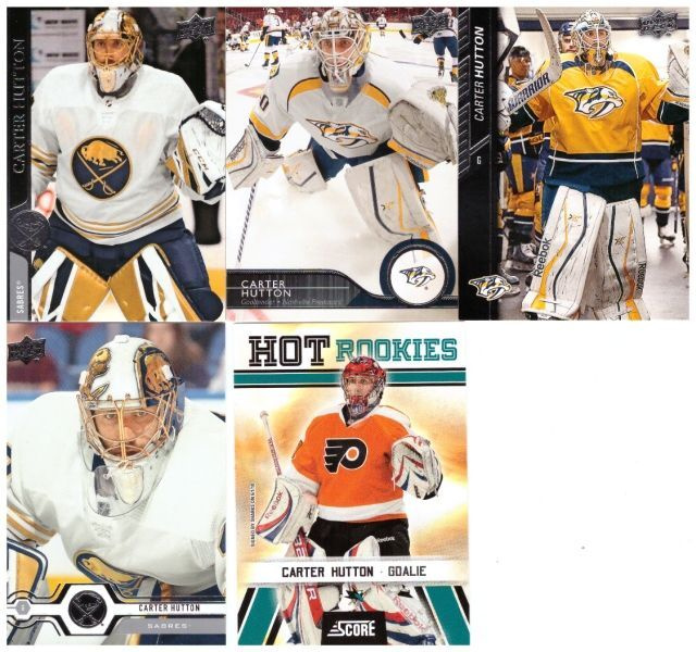 5 x CARTER HUTTON Sabres, Predators, Flyers, sis. 1 x RC Kor