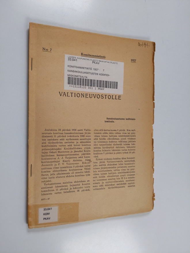 Kansakouluasetusten kodifioimiskomitealta