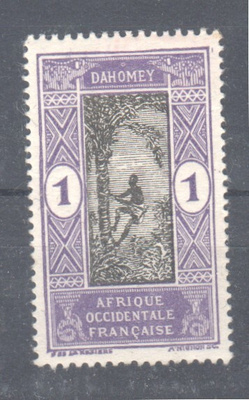 Dahomey 1912 1c liimakkeellisena.