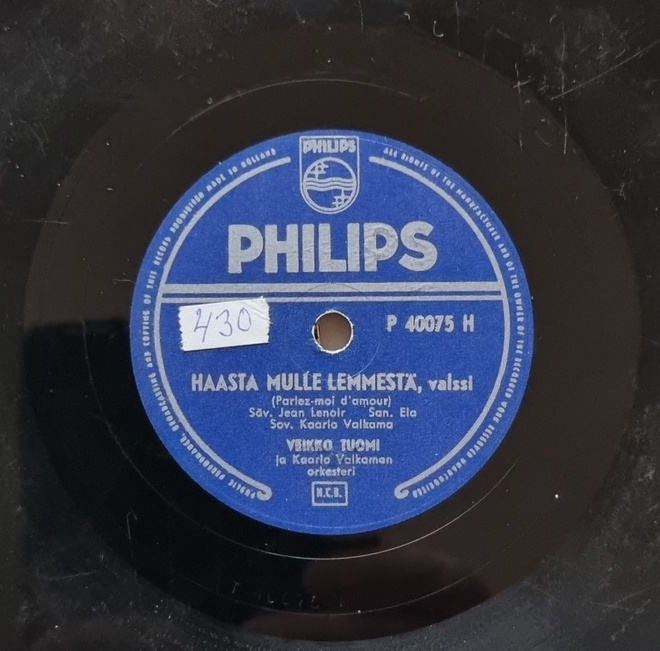 Savikiekko 1956 - Veikko Tuomi - Philips P 40075 H