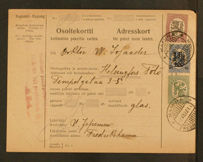 # 23797 # Osoitekortti Hamina > Helsinki - 1922
