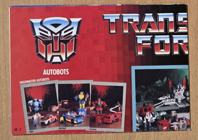 Transformers G1 Mainos Luettelo 1988