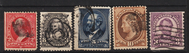 1873 alkaen U.S.A:n merkkejä leimattuina