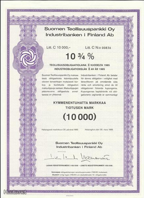 Suomen Teollisuuspankki 10 3/4 %:n obligaatiolaina II 1985
