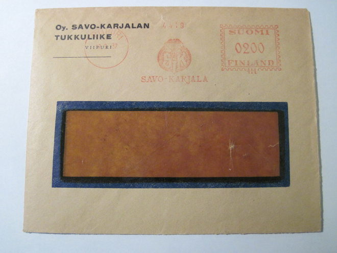 VANHA Firmakuori Savo-Karjalan Tukkuliike Oy Viipuri 1937