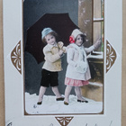 Lapset koputtamassa ikkunaan, sateenvarjo, art nouveau, 1912 - pikkukuva 1