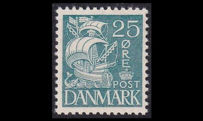 Tanska 204_I ** Laiva rasteritausta 25 öre (1933)