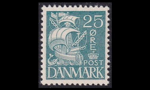 Tanska 204_I ** Laiva rasteritausta 25 öre (1933)