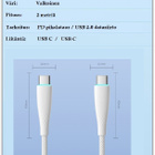 USB C - USB C - valkoinen punottu PD 100W kaapeli /2m #28077 - pikkukuva 2