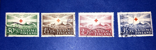 1939 Punaisen Ristin merkkisarja leimattuna