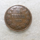 10 penniä 1897 tasaisesti patinoitunut hieno raha, kl 9 - pikkukuva 3