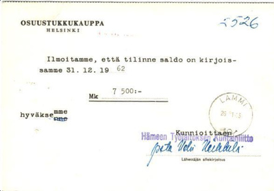 FIRMAKORTTI LAMMI HÄMEEN TYÖLAILAITOKSEN KUNTA L.