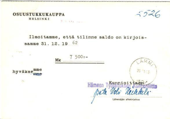 FIRMAKORTTI LAMMI HÄMEEN TYÖLAILAITOKSEN KUNTA L.
