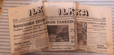 Ilkka 1939 lehtiä 14 kpl, loppuvuoden numeroita