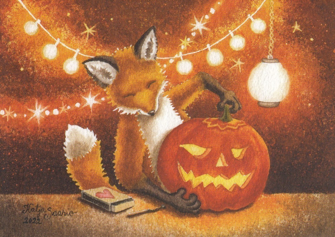 Katja Saario: Kettu ja halloween-kurpitsa