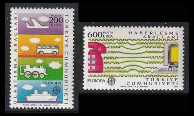 Turkki 2808-9 ** Europa viestintä ja liikenne (1988)