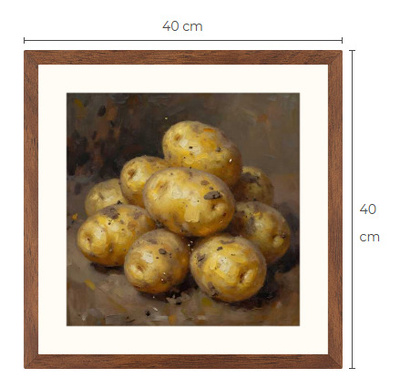 Uusi uniikki perunoita asetelma art print 40 cm x 40 cm