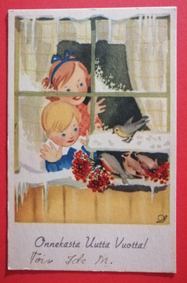 Vanha uudenvuoden kortti kulk. 1944