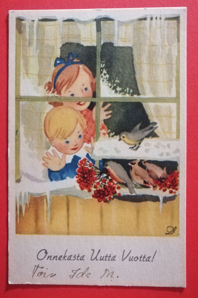 Vanha uudenvuoden kortti kulk. 1944
