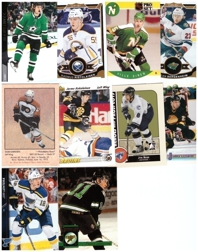 10 x SUOMI NHL mm. HINTZ, RISTOLAINEN, LEHTERÄ.....