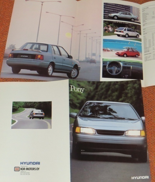 1991 Hyundai Pony esite - KUIN UUSI -  suomalainen