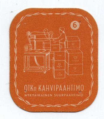 Kahvilappu OTK:n KAHVIPAAHTIMO n:o 6