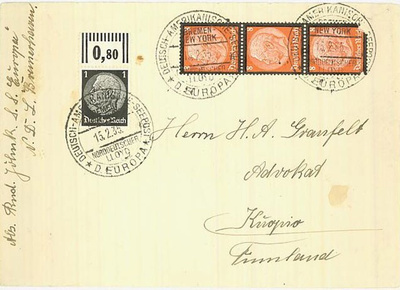 Saksa Mi 551 ym "Deutsch-Amerikanisch Seepost D.Europa