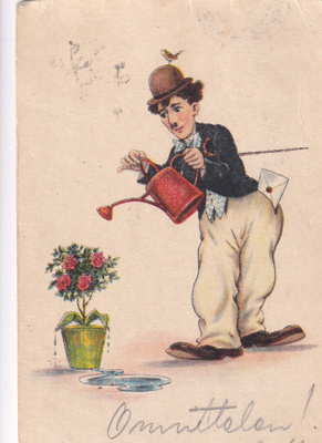 Charles Chaplin, piirros ,  wanhakortti  , b514