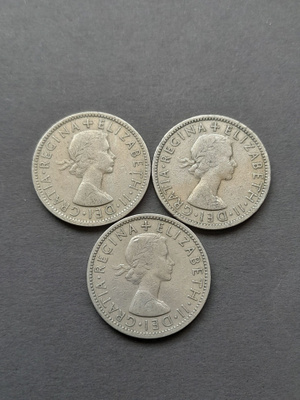 two shillings 1956, 3kpl