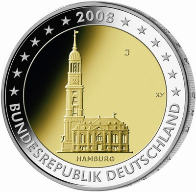 ** SAKSA 2€ 2008 Hampuri BU pillerissä **