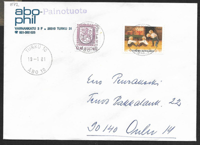 Postilähetys - Joulu 1980 (LAPE 873) Turku 19.1.1981