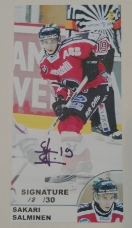 2007-08 Porin Ässät Sakari Salminen Signature /30