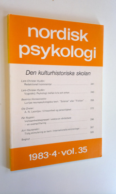 Nordisk psykologi : Den kulturhistoriska skolan 4/1983 vo...