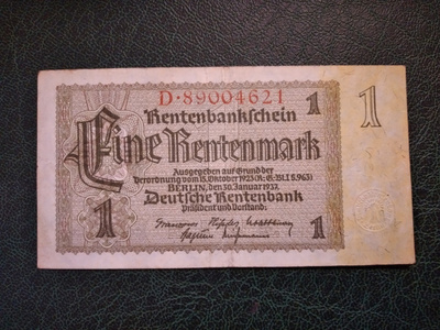 GERMANY 1 RENTTENMARK 1937 KL6   H-0700