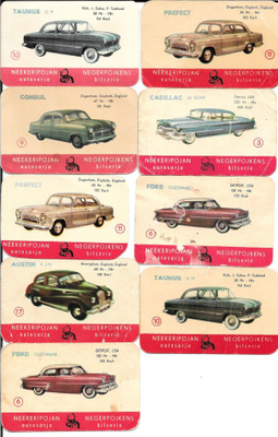 Neekeripojan autosarja 6 erilaista korttia