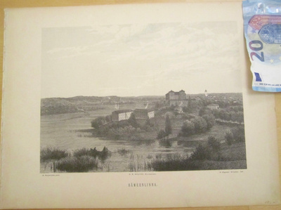 VANHA Gravyyri Munsterhjelm Hämeenlinna 1887 Tilgmann ISO