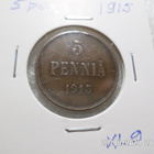 5 penniä 1915 kulkematon tasaisesti patinoitunut virheetön - pikkukuva 5