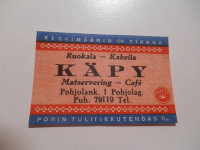 TT Etiketti Puijo Ruokala-Kahvila Käpy Pohjolank. 1