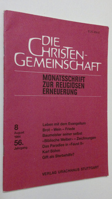 Die Christen-Gemeinschaft 8/1984 : Monatsschrift zur reli...