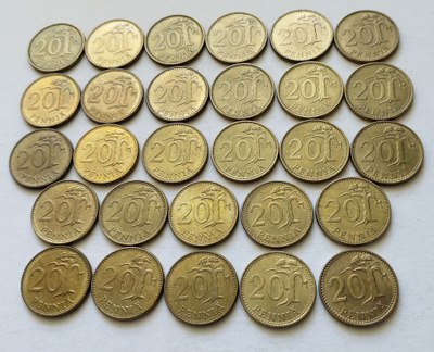 20 penniä vuodet 1963-1990, 28 kpl, circ