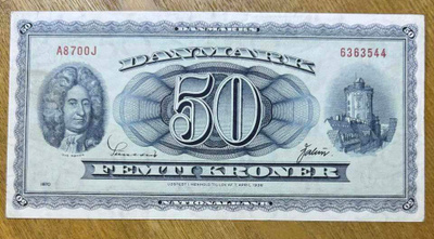 Tanska Danmark 50 Kroner malli 1957 KL9
