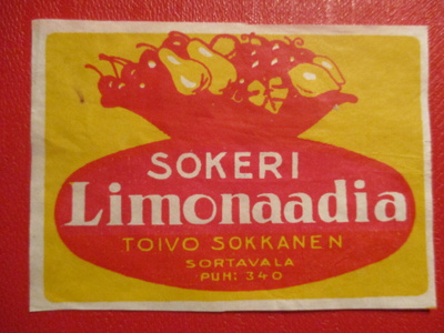 VANHA JUOMAETIKETTI SORTAVALA T. SOKKANEN SOKERI LIM.(W-S14)