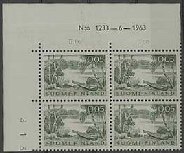 M63 1963    5p rantamaisema 1233-6-1963 nro-4löt neljä kulma
